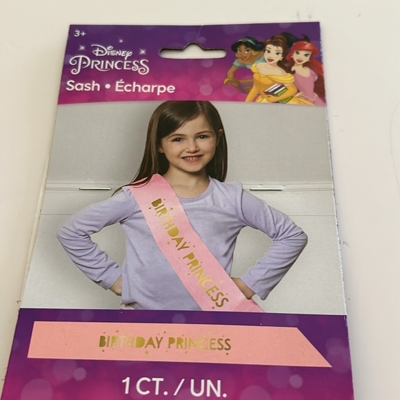 Pink & Gold Disney "Birthday Princess" Party Sash - 1 Count | BRAND NEW IN PKG. - Picture 6 of 8